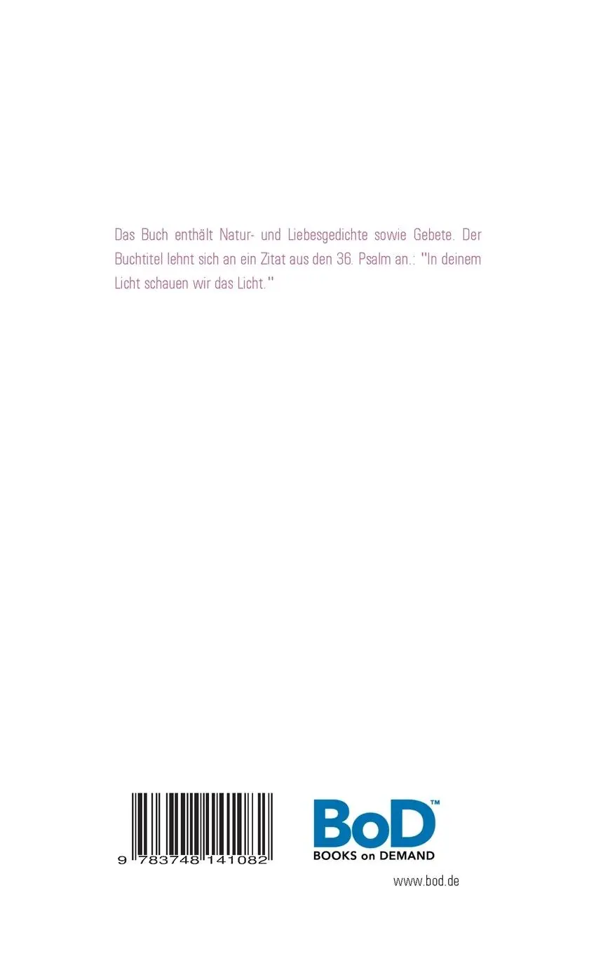 Rückseite: 9783748141082 | Licht im Licht | Gedichte und Erzählungen | Anne Höver | Taschenbuch
