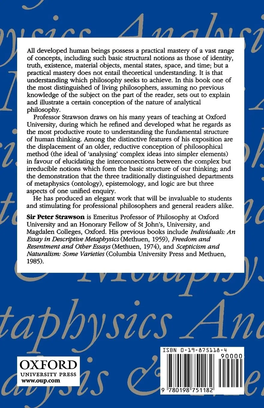 Rückseite: 9780198751182 | Analysis and Metaphysics | An Introduction to Philosophy | Strawson
