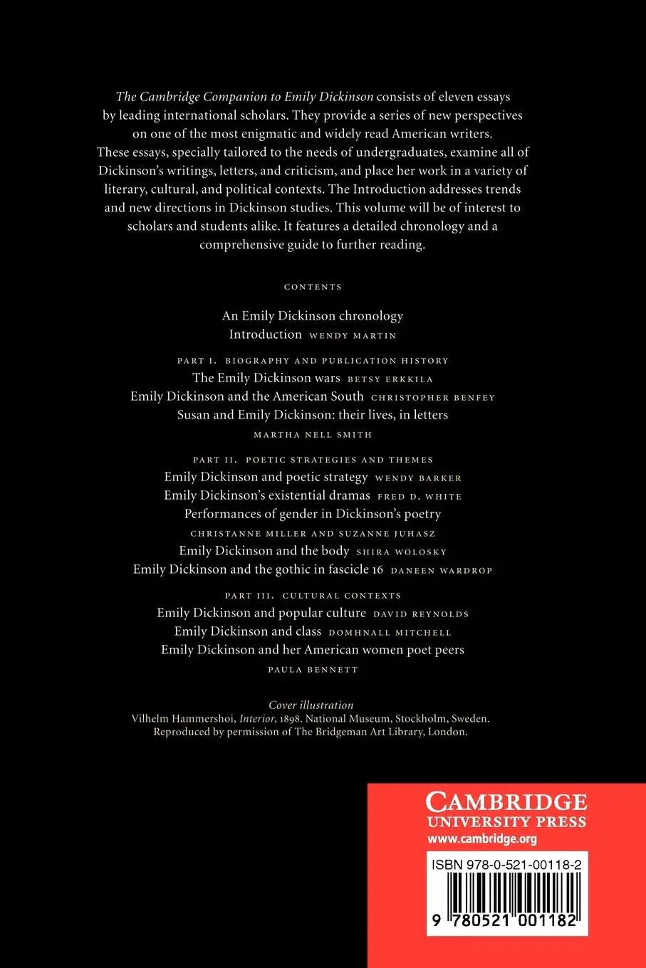 Rückseite: 9780521001182 | The Cambridge Companion to Emily Dickinson | Wendy Martin | Buch