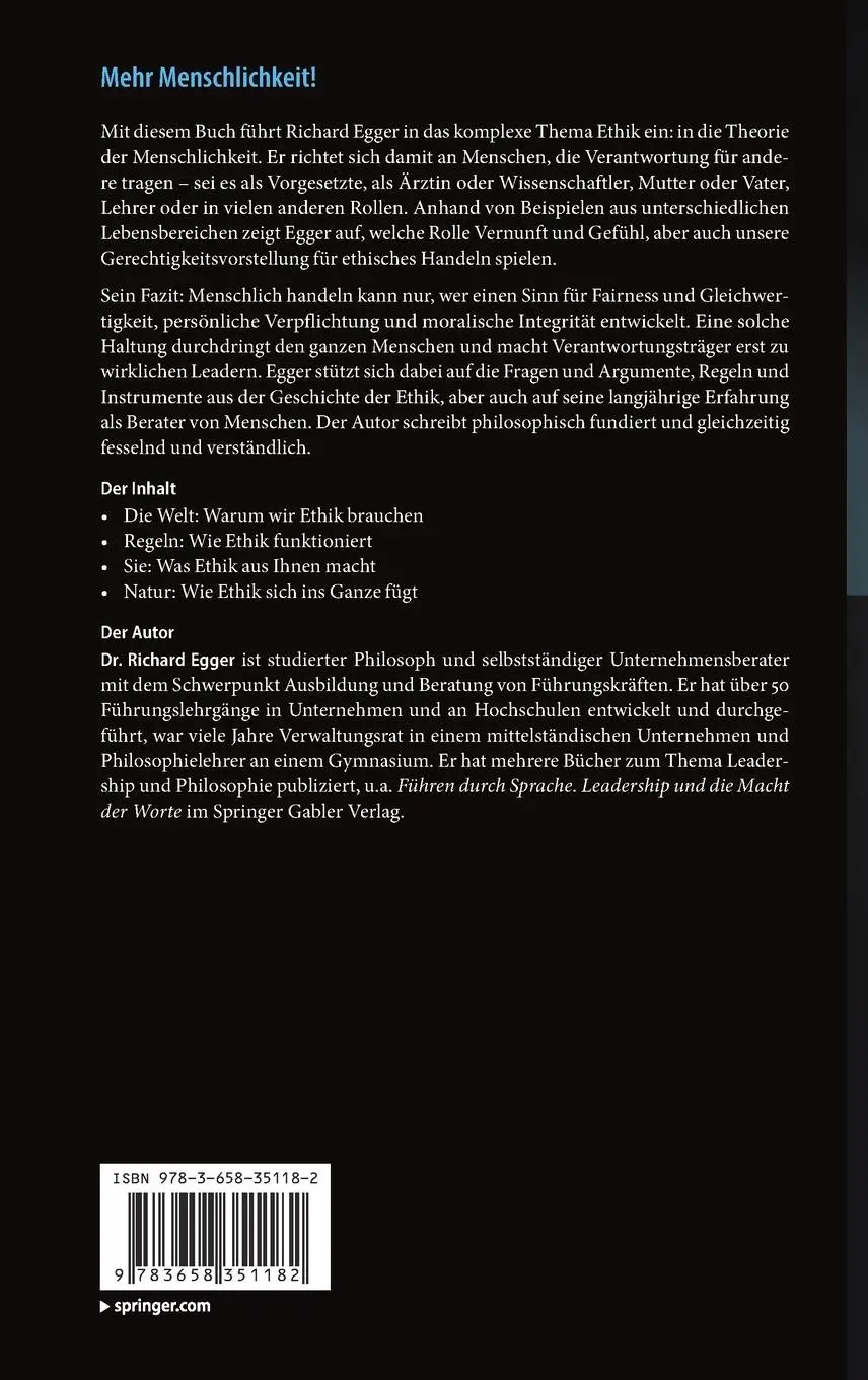 Rückseite: 9783658351182 | Mehr Menschlichkeit! | Ethik für alle, die Verantwortung tragen | Buch