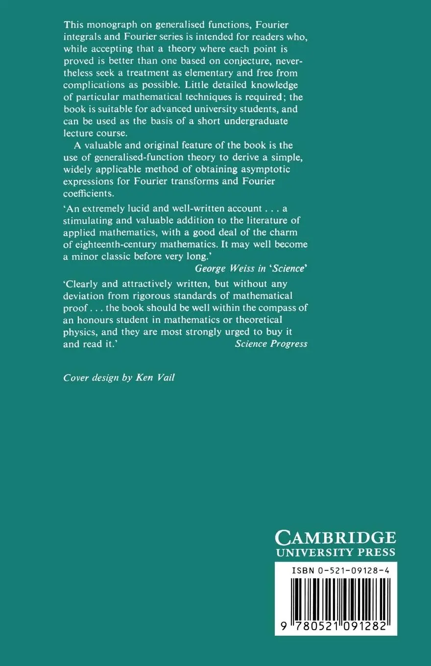 Rückseite: 9780521091282 | An Introduction to Fourier Analysis and Generalised Functions | Buch
