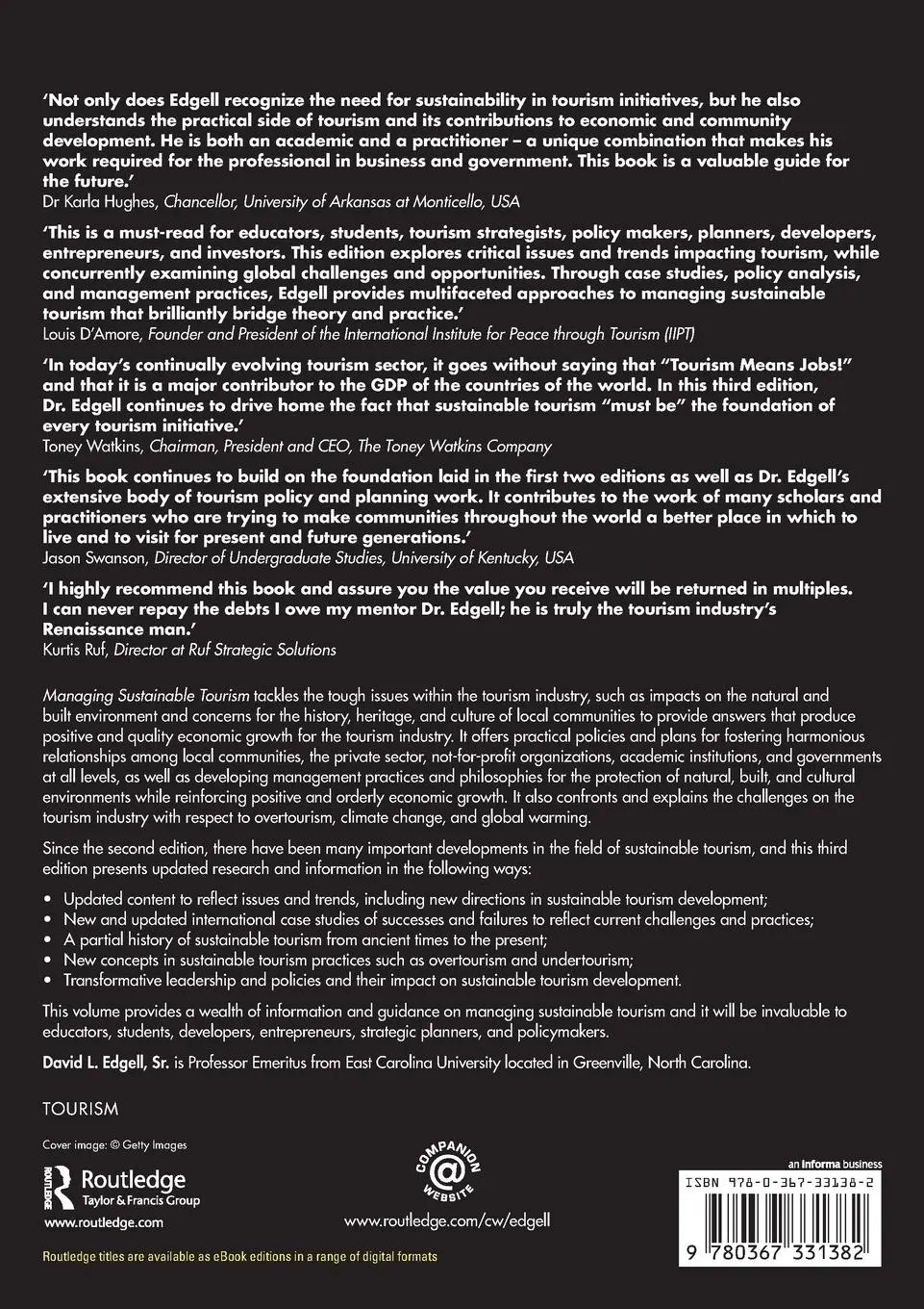 Rückseite: 9780367331382 | Managing Sustainable Tourism | A Legacy for the Future | Sr | Buch