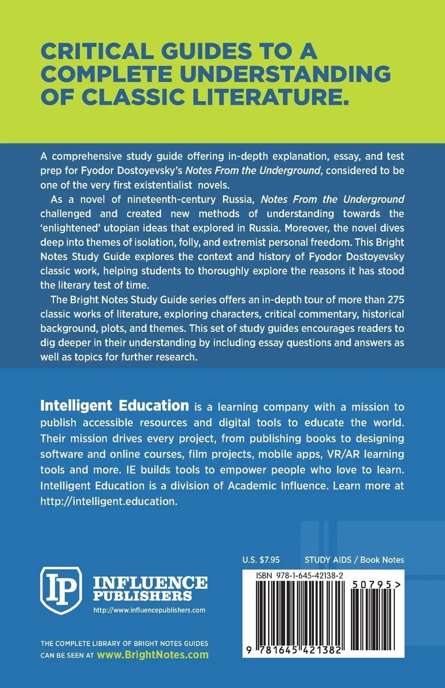 Rückseite: 9781645421382 | Study Guide to Notes From the Underground by Fyodor Dostoyevsky | Buch