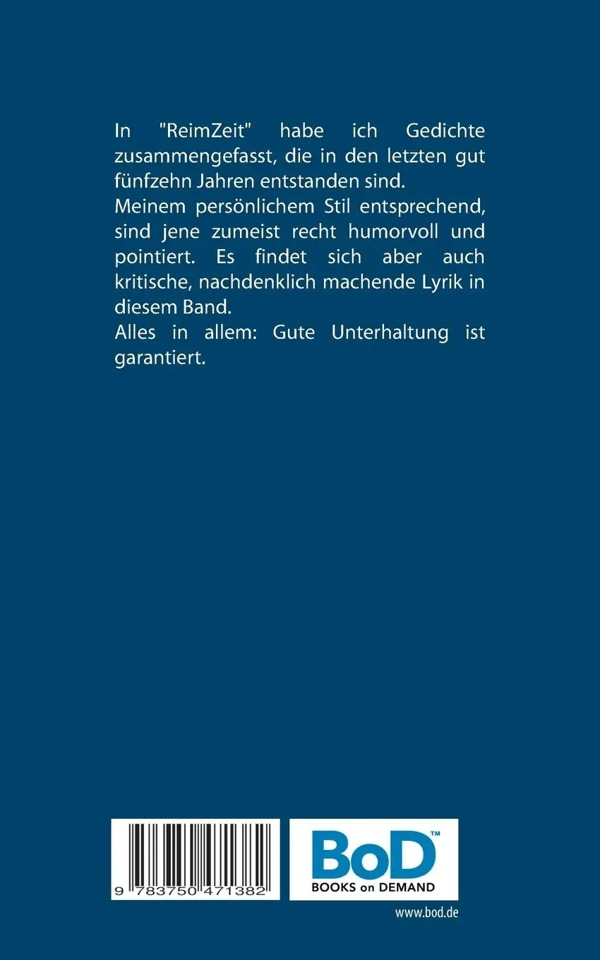 Rückseite: 9783750471382 | ReimZeit | Thoralf Probst | Taschenbuch | 112 S. | Deutsch | 2020