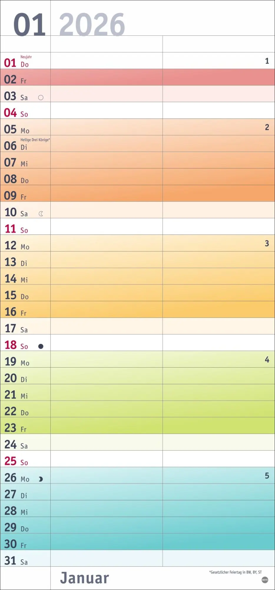 Bild: 9783756411382 | Bunte Wochen Planer für mich 2026 | Heye | Kalender | Spiralbindung