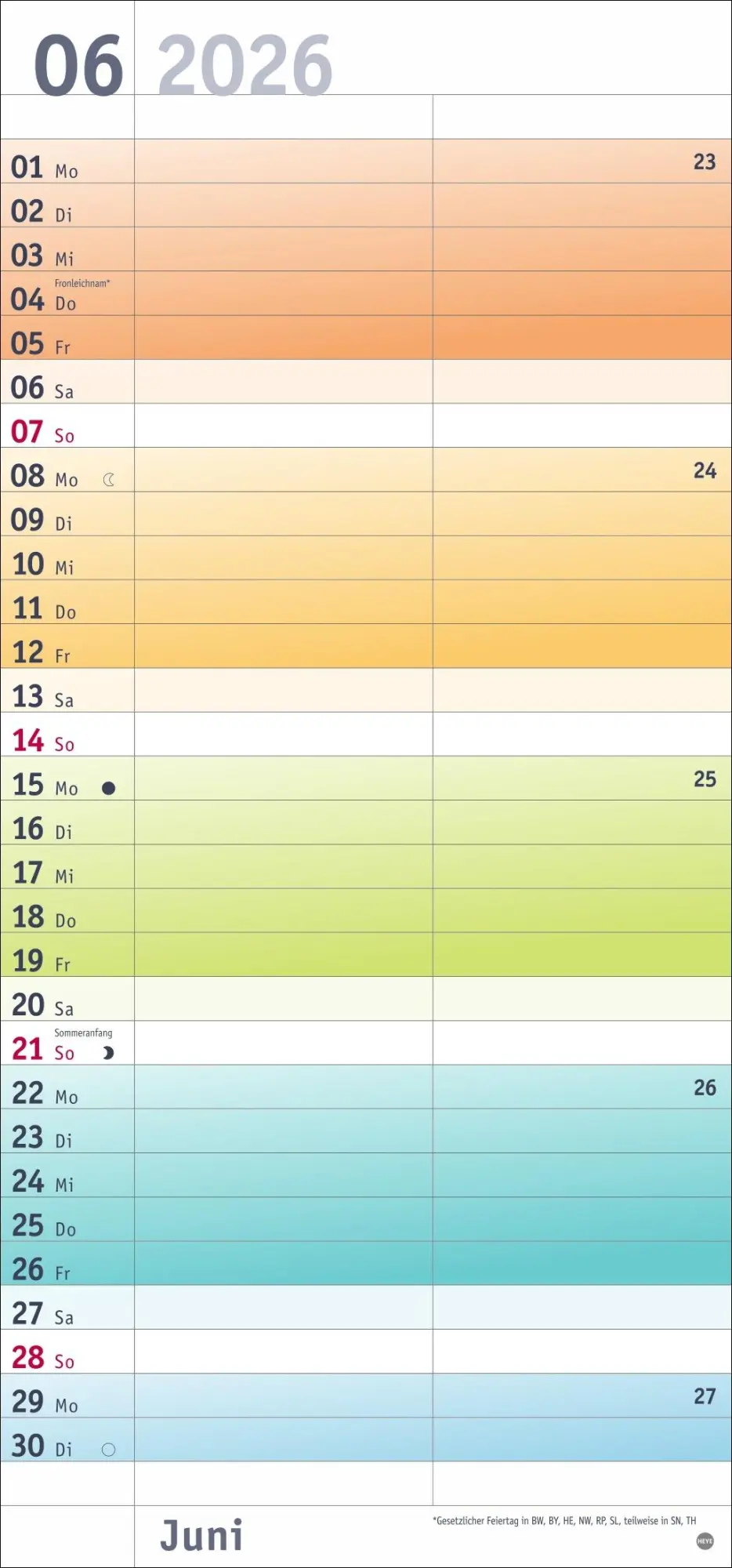 Bild: 9783756411382 | Bunte Wochen Planer für mich 2026 | Heye | Kalender | Spiralbindung