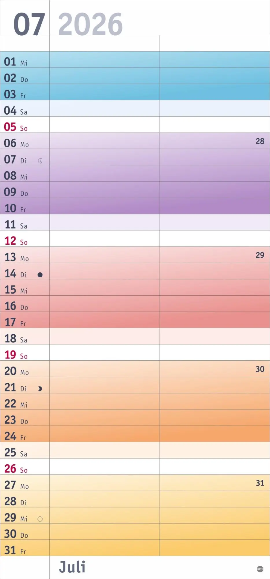 Bild: 9783756411382 | Bunte Wochen Planer für mich 2026 | Heye | Kalender | Spiralbindung