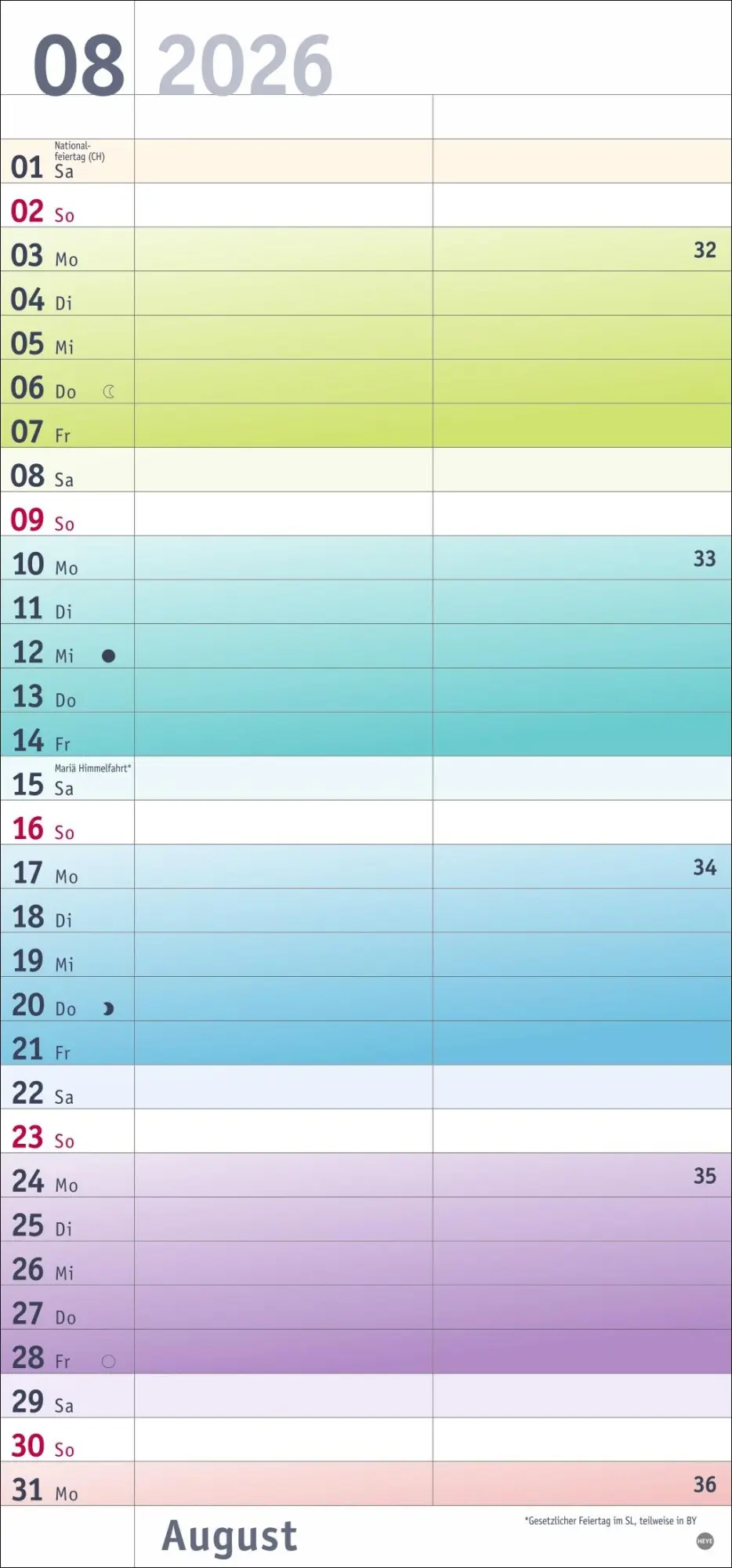 Bild: 9783756411382 | Bunte Wochen Planer für mich 2026 | Heye | Kalender | Spiralbindung