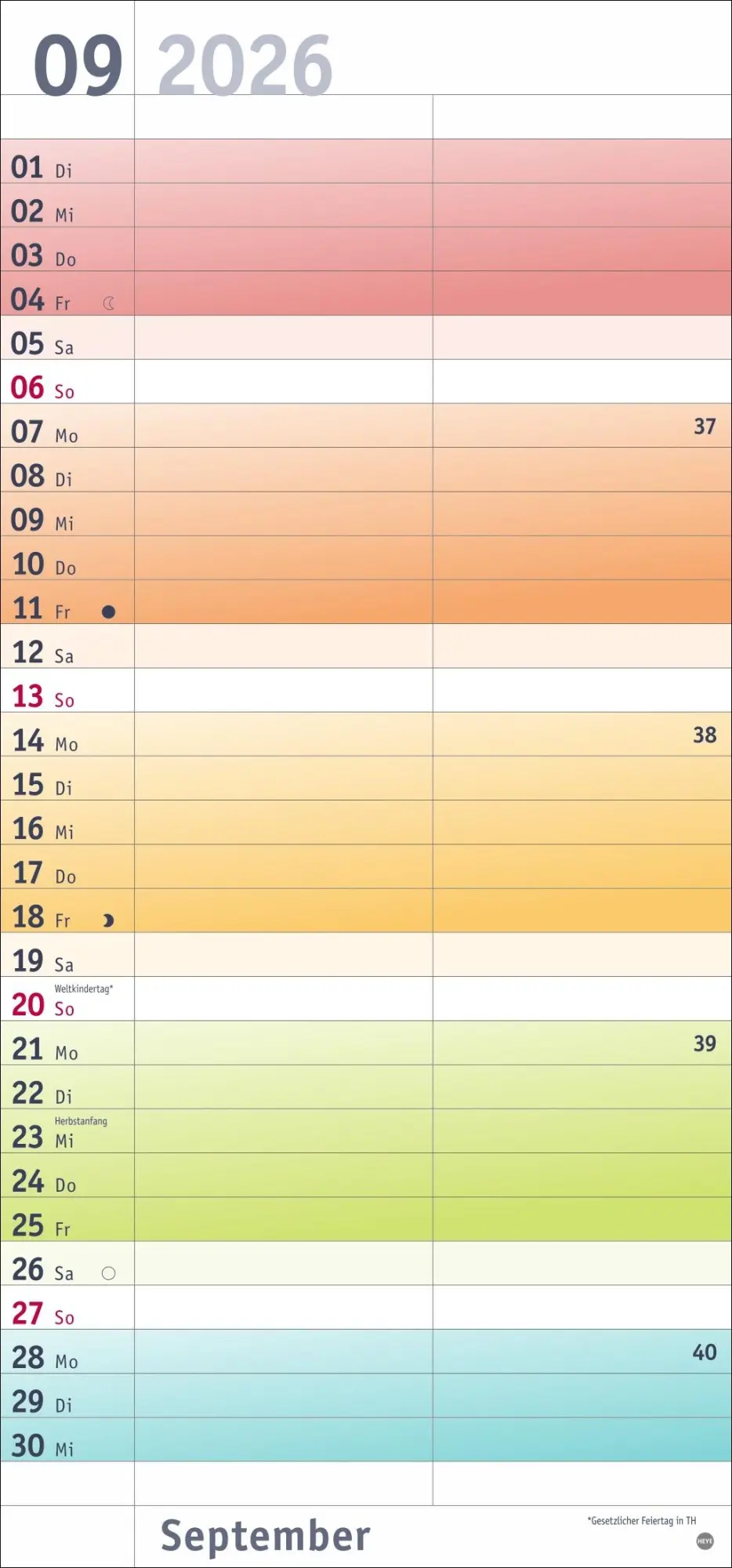 Bild: 9783756411382 | Bunte Wochen Planer für mich 2026 | Heye | Kalender | Spiralbindung