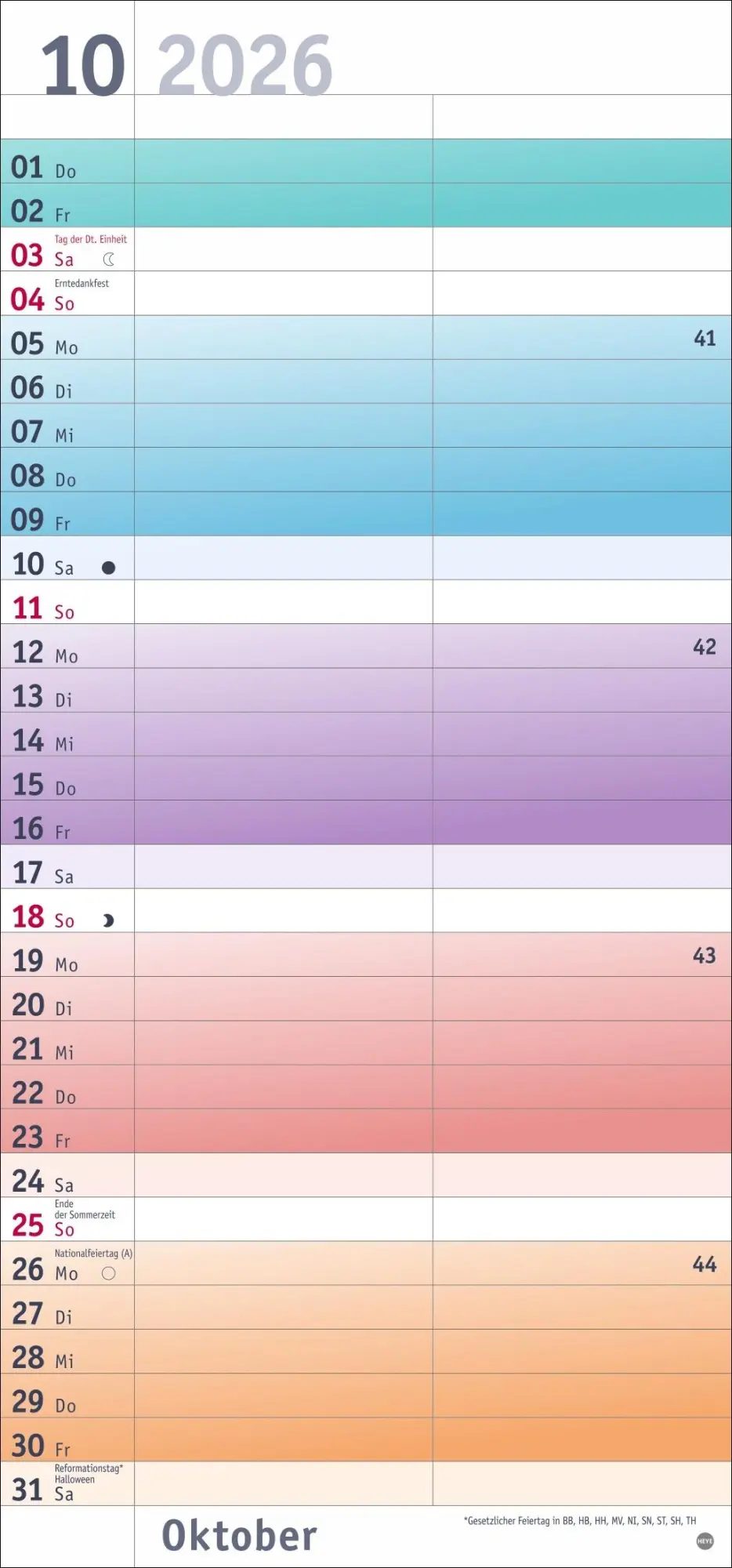Bild: 9783756411382 | Bunte Wochen Planer für mich 2026 | Heye | Kalender | Spiralbindung