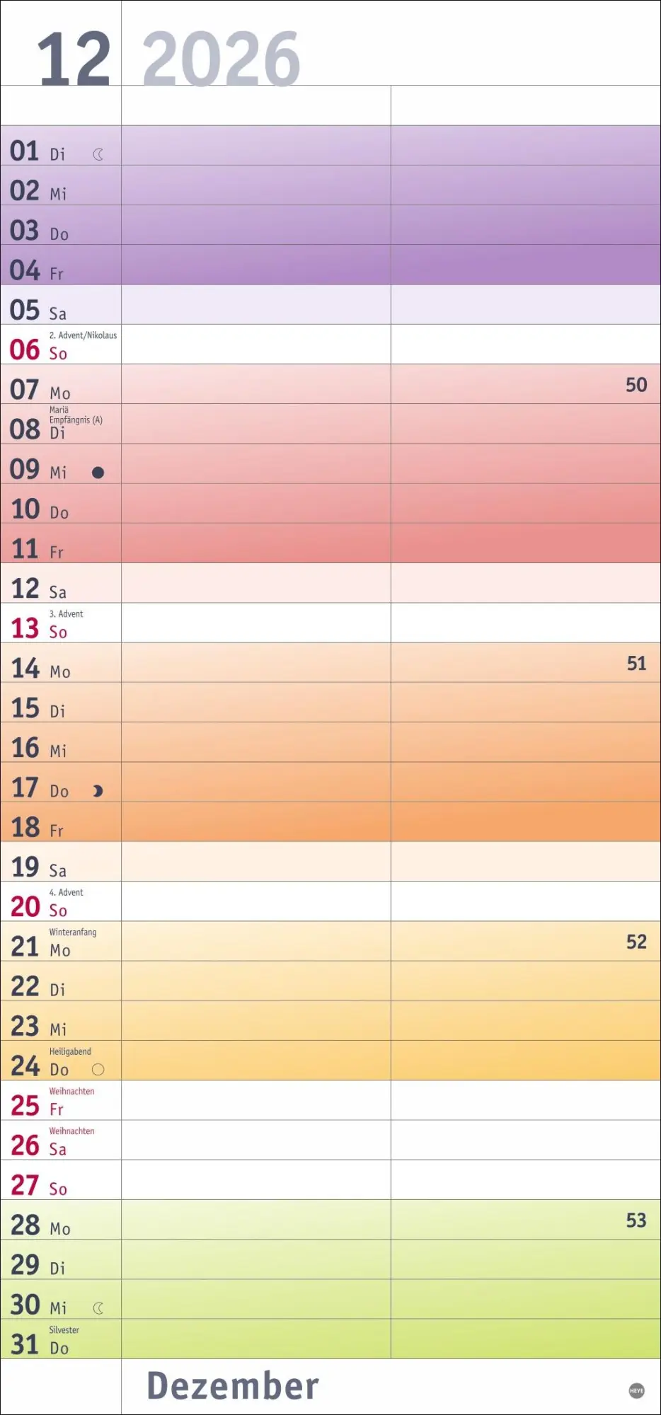 Bild: 9783756411382 | Bunte Wochen Planer für mich 2026 | Heye | Kalender | Spiralbindung