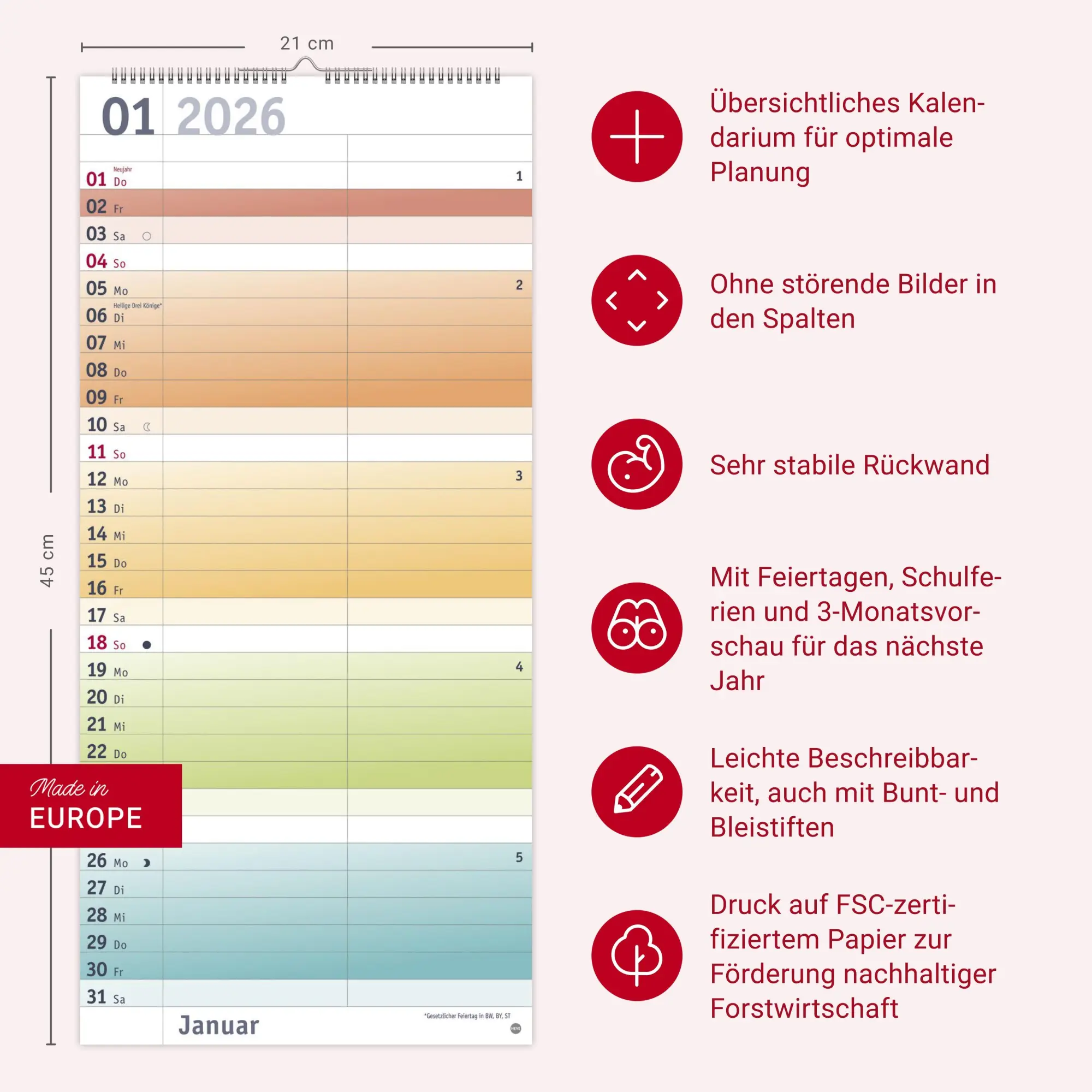 Bild: 9783756411382 | Bunte Wochen Planer für mich 2026 | Heye | Kalender | Spiralbindung