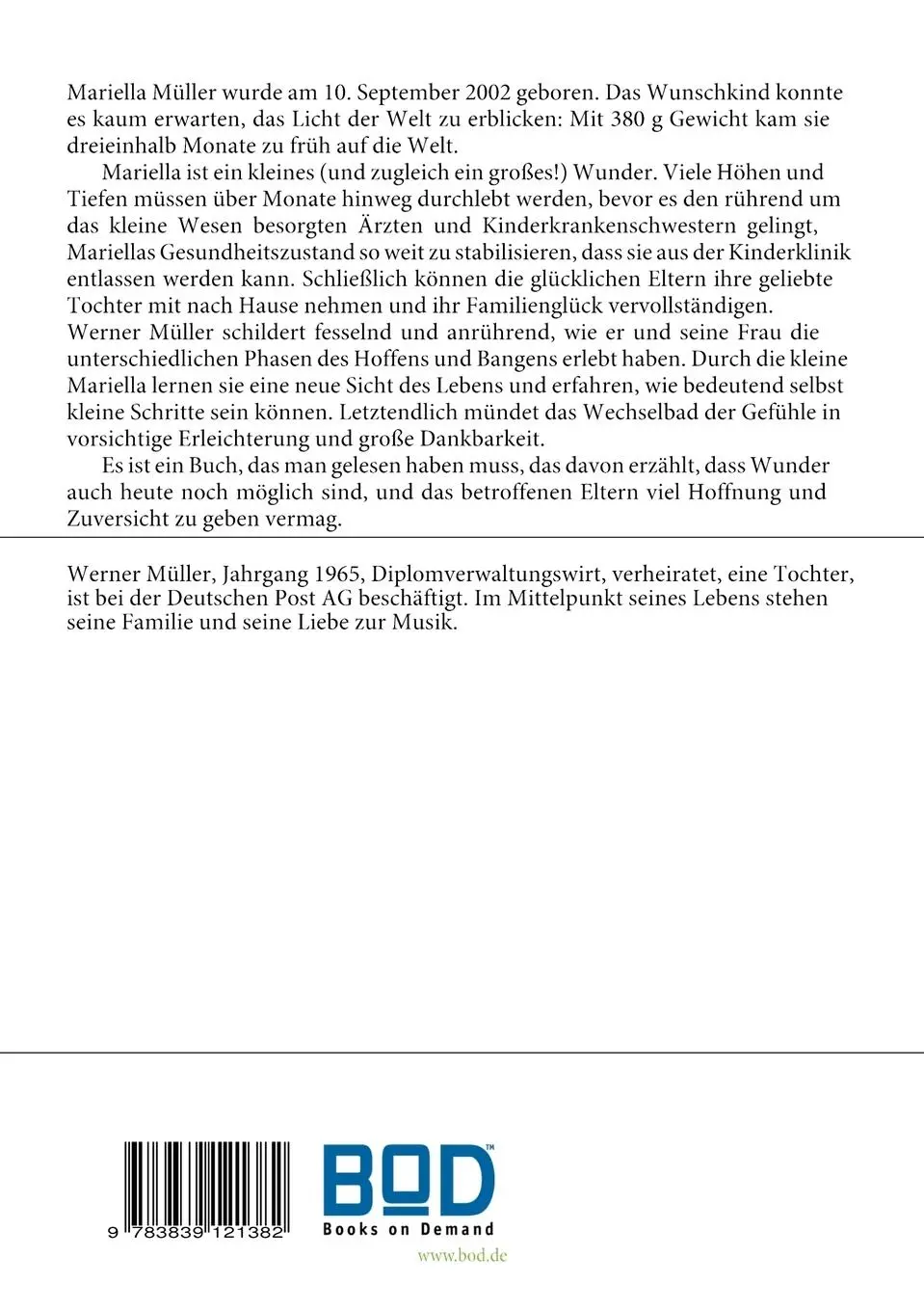 Rückseite: 9783839121382 | Septemberkind | Werner Müller | Taschenbuch | Paperback | 144 S.