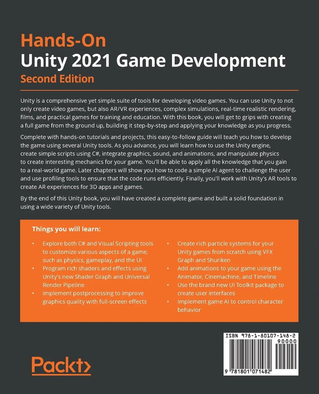 Rückseite: 9781801071482 | Hands-On Unity 2021 Game Development - Second Edition | Borromeo
