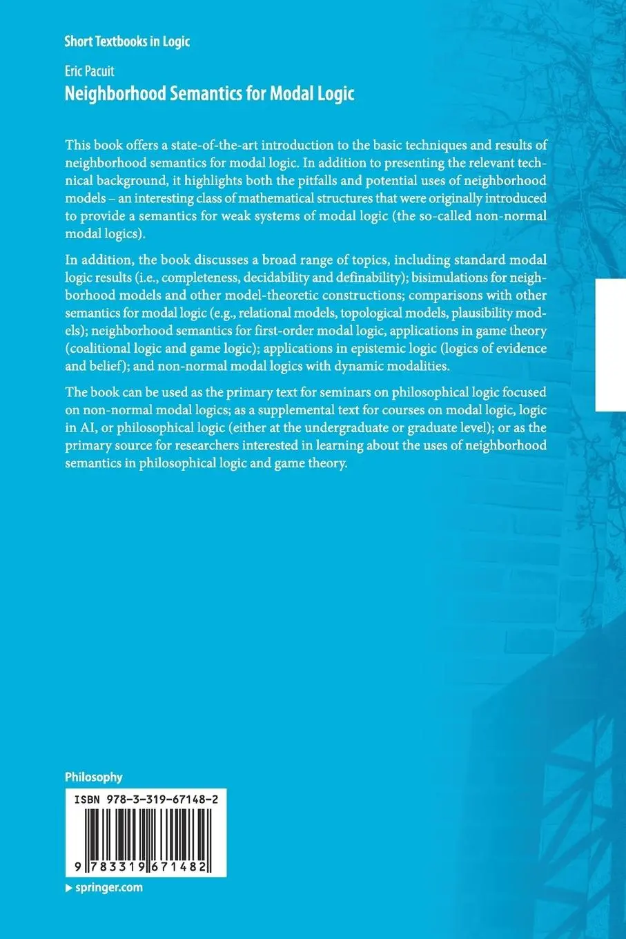 Rückseite: 9783319671482 | Neighborhood Semantics for Modal Logic | Eric Pacuit | Taschenbuch