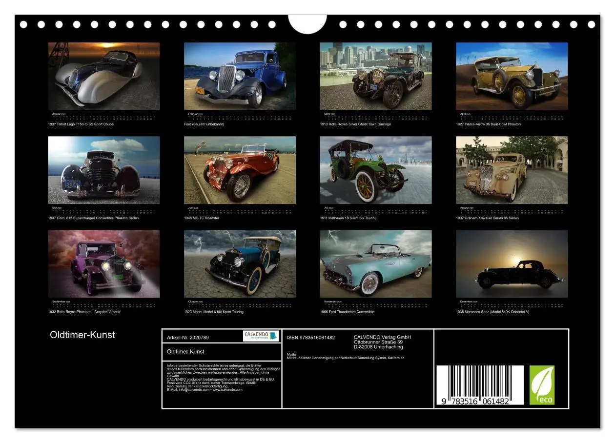 Bild: 9783516061482 | Oldtimer-Kunst (Wandkalender 2026 DIN A4 quer), CALVENDO...