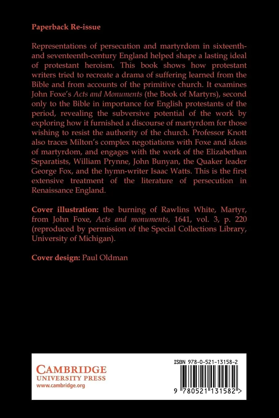 Rückseite: 9780521131582 | Discourses of Martyrdom in English Literature, 1563 1694 | Knott