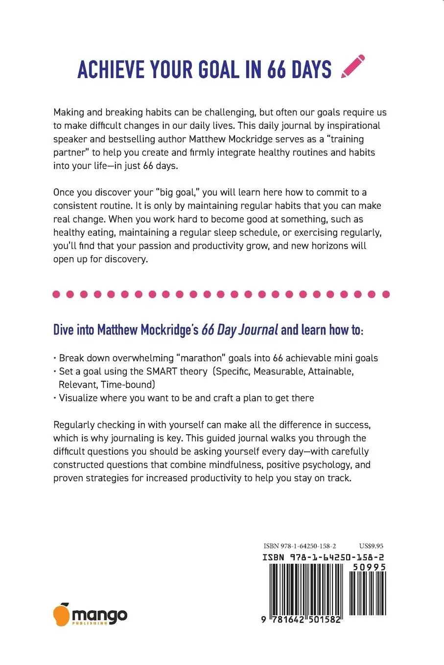 Rückseite: 9781642501582 | 66 Day Journal | Matthew Mockridge | Taschenbuch | Englisch | 2019