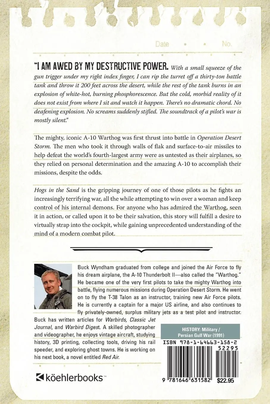 Rückseite: 9781646631582 | Hogs in the Sand | A Gulf War A-10 Pilot's Combat Journal | Wyndham