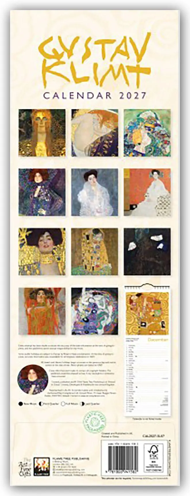 Rückseite: 9781806941582 | Gustav Klimt - Slimline-Kalender 2027 - Original Flame Tree...