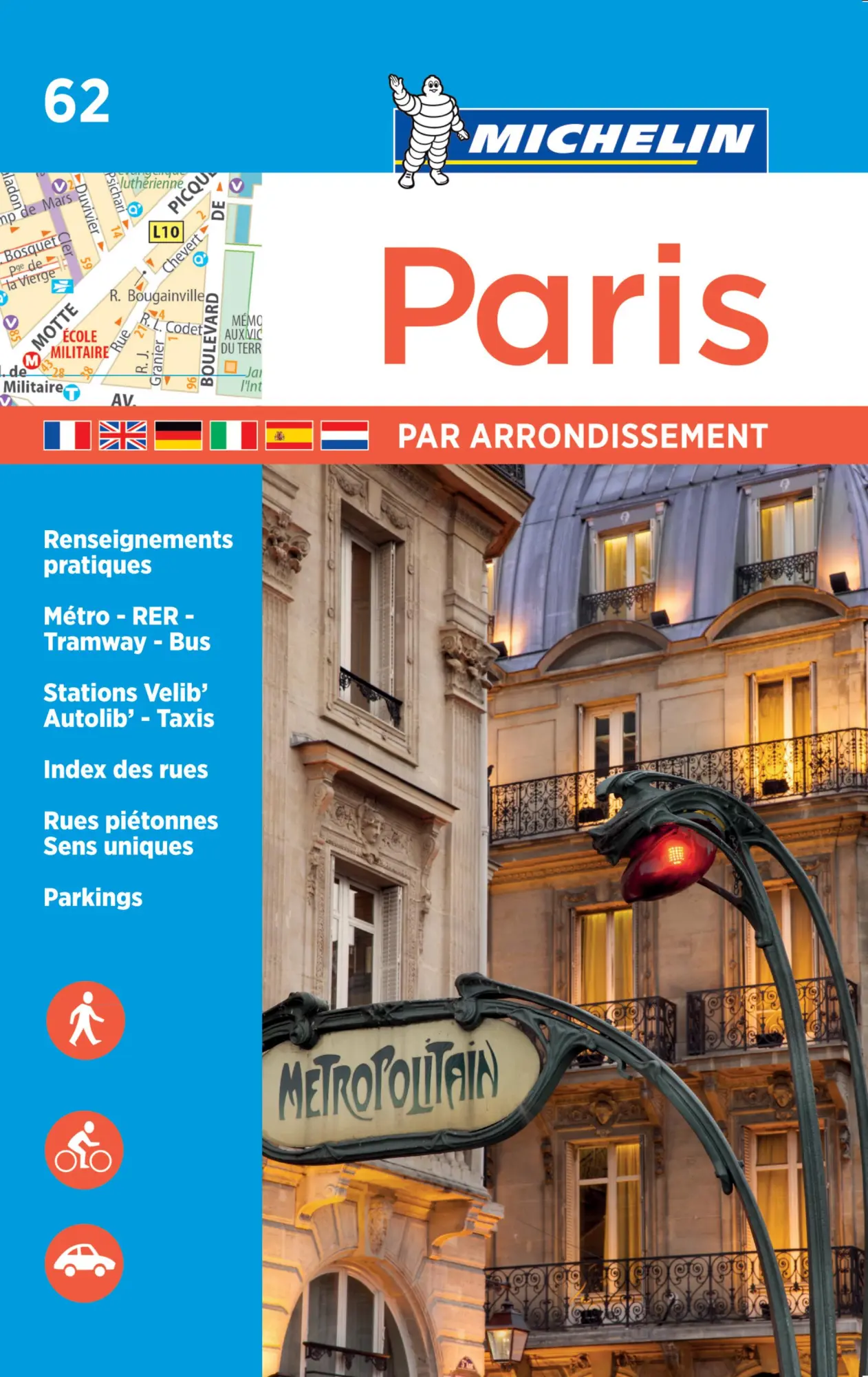 Cover: 9782067211582 | Paris par arrondissement - Michelin City Plan 062 | City Plans | 2017
