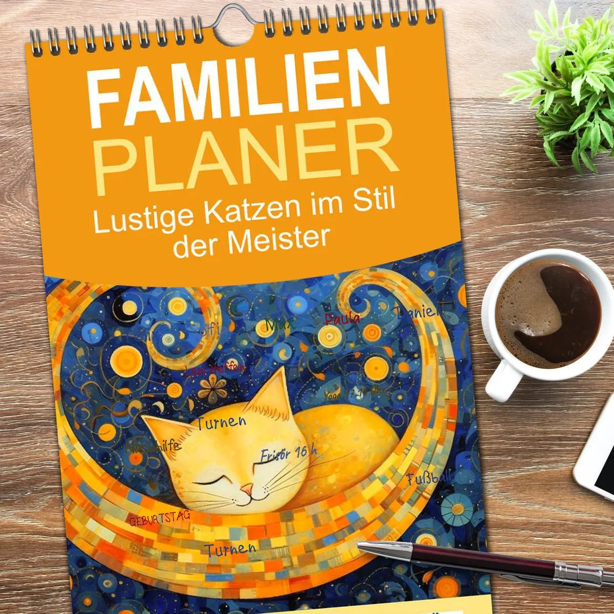 Bild: 9783516501582 | Familienplaner 2026 - Lustige Katzen im Stil der Meister mit 5...