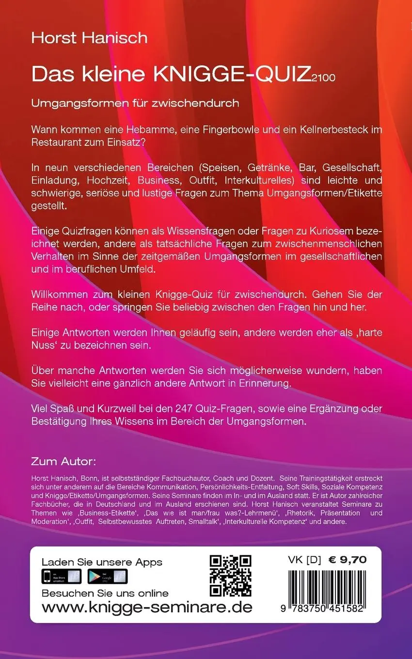 Rückseite: 9783750451582 | Das kleine Knigge-Quiz 2100 | Horst Hanisch | Taschenbuch | 96 S.