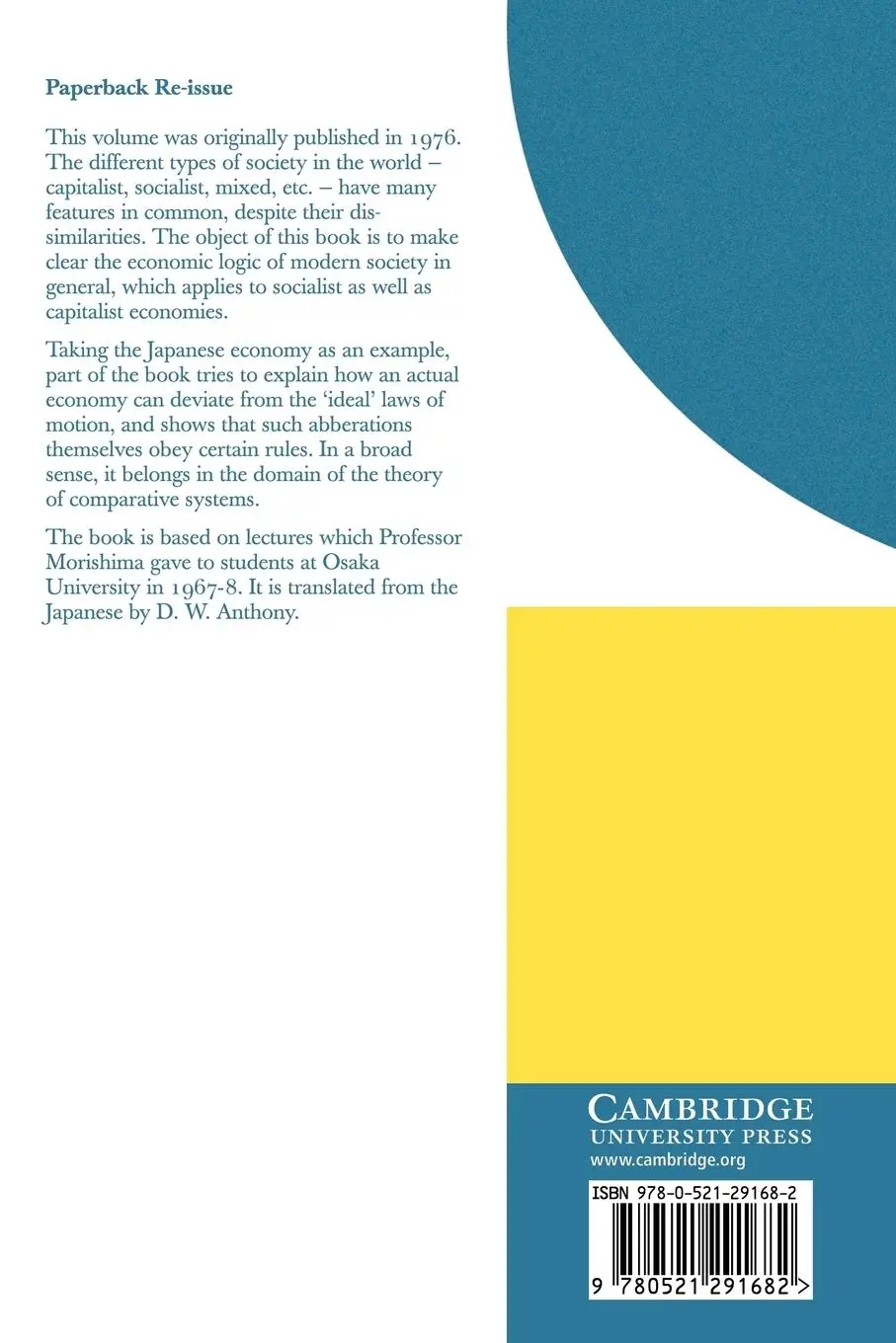 Rückseite: 9780521291682 | The Economic Theory of Modern Society | Michio Morishima | Taschenbuch