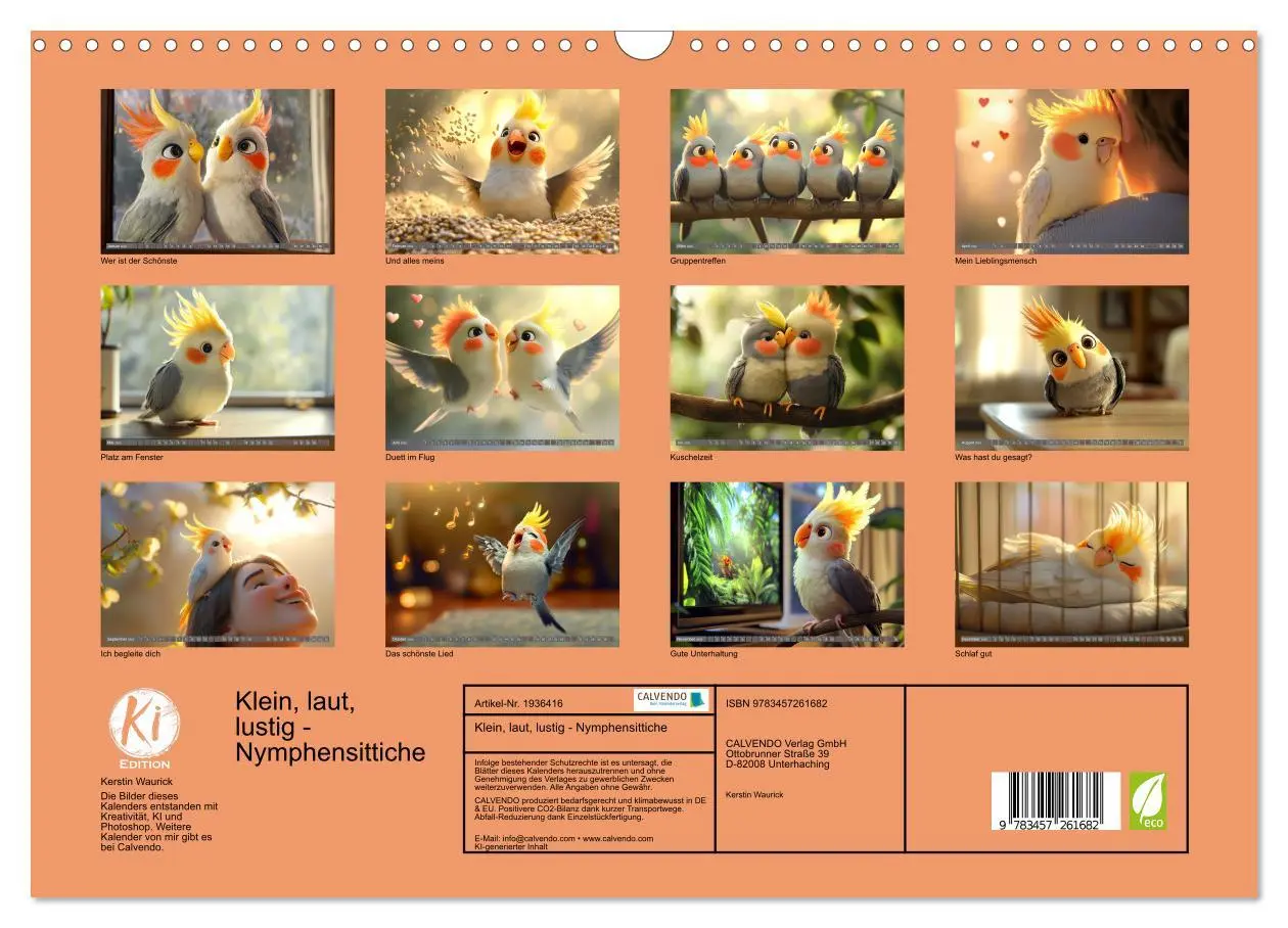 Bild: 9783457261682 | Klein, laut, lustig - Nymphensittiche (Wandkalender 2026 DIN A3...