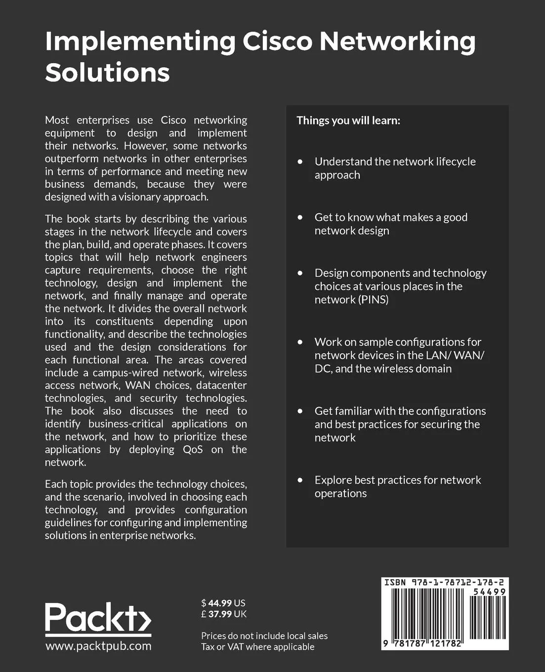 Rückseite: 9781787121782 | Implementing Cisco Networking Solutions | Harpreet Singh | Taschenbuch