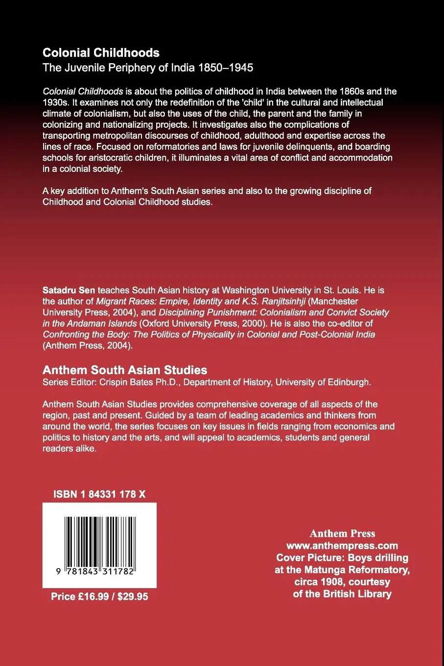 Rückseite: 9781843311782 | Colonial Childhoods | The Juvenile Periphery of India 1850-1945 | Sen