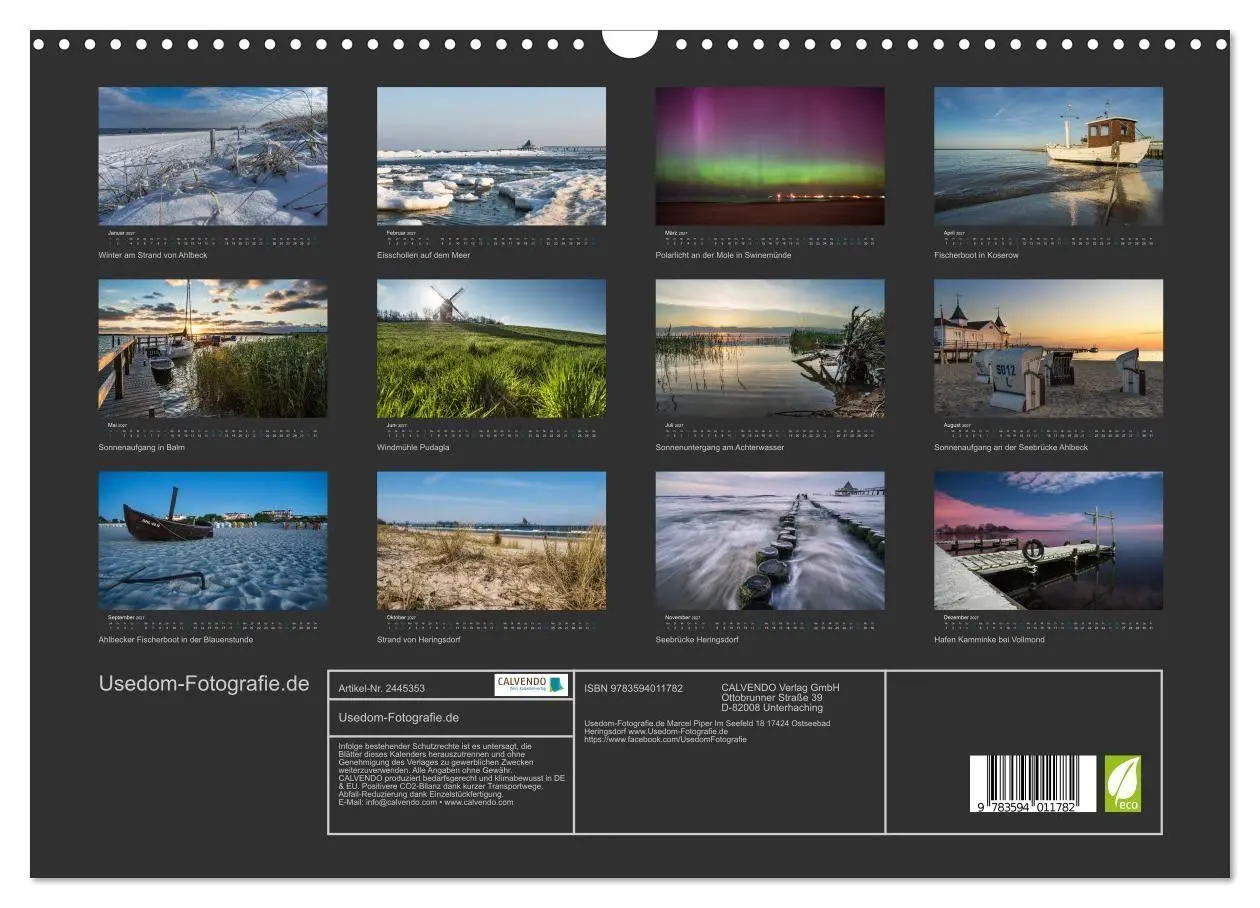 Bild: 9783594011782 | Usedom Fotografie (Wandkalender 2027 DIN A3 quer), CALVENDO...