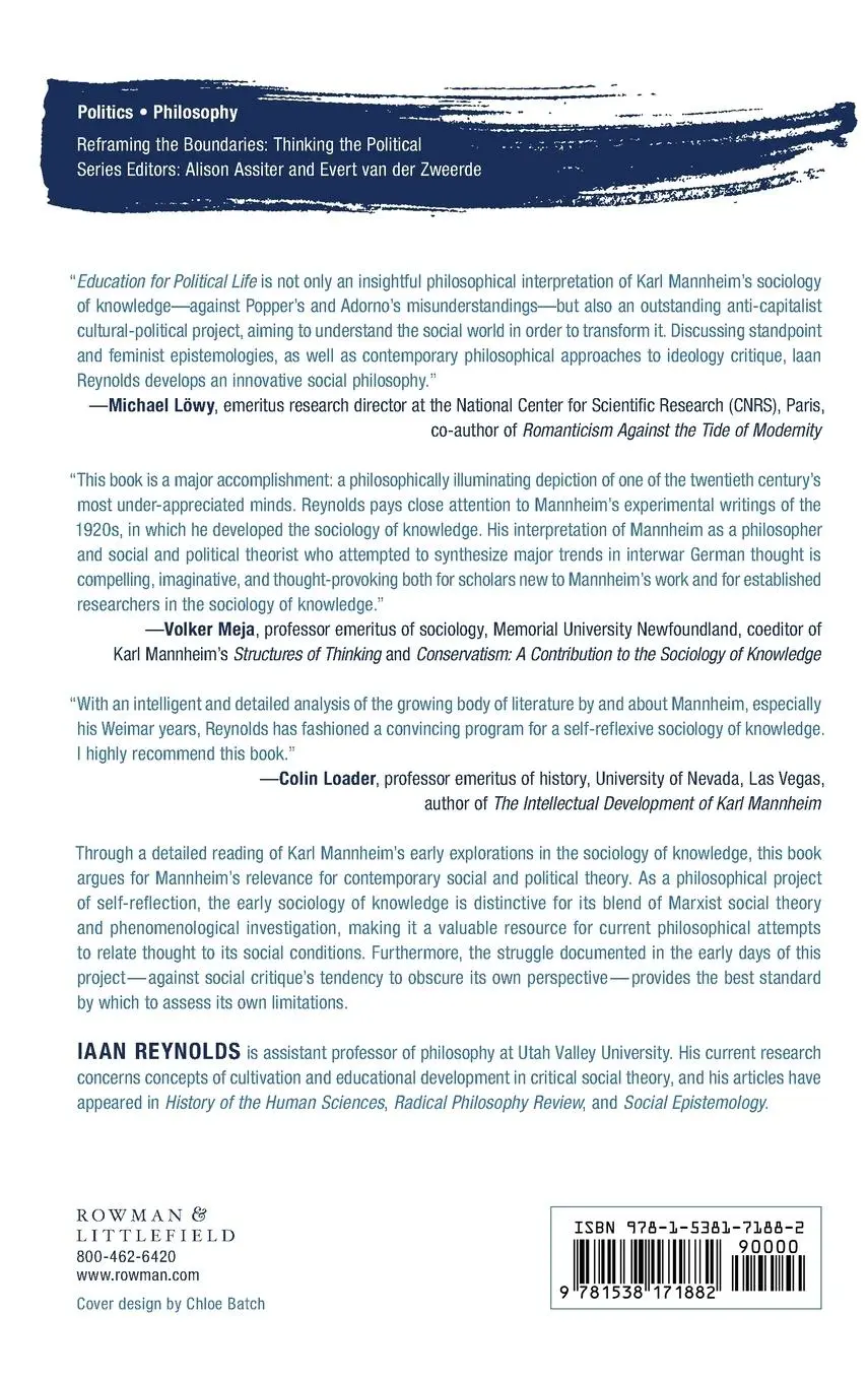 Rückseite: 9781538171882 | Education for Political Life | Iaan Reynolds | Buch | Englisch | 2023