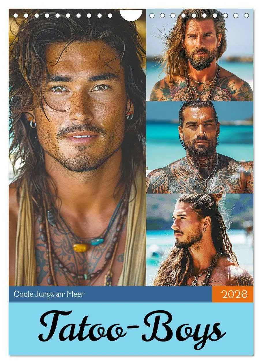 Cover: 9783516261882 | Tattoo-Boys. Coole Jungs am Meer (Wandkalender 2026 DIN A4 hoch),...