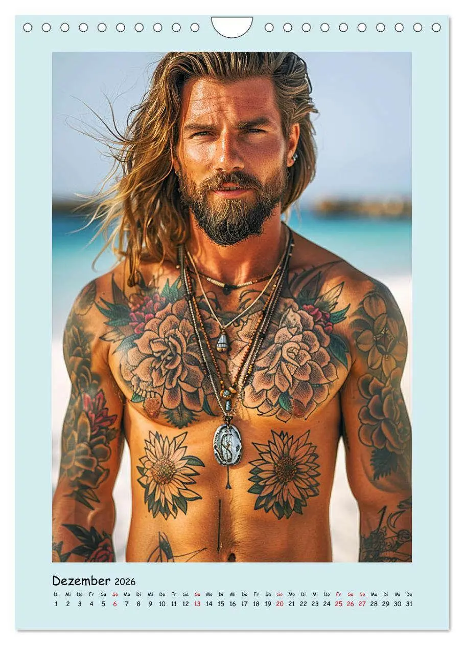 Bild: 9783516261882 | Tattoo-Boys. Coole Jungs am Meer (Wandkalender 2026 DIN A4 hoch),...