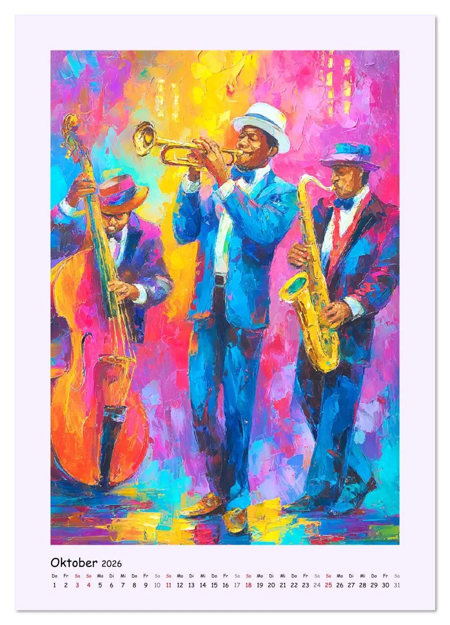 Bild: 9783516641882 | Jazz Seelen. Musiker im Takt der Farben (Wandkalender 2026 DIN A3...