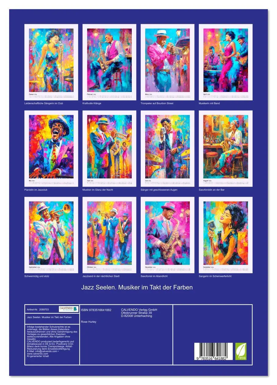 Bild: 9783516641882 | Jazz Seelen. Musiker im Takt der Farben (Wandkalender 2026 DIN A3...