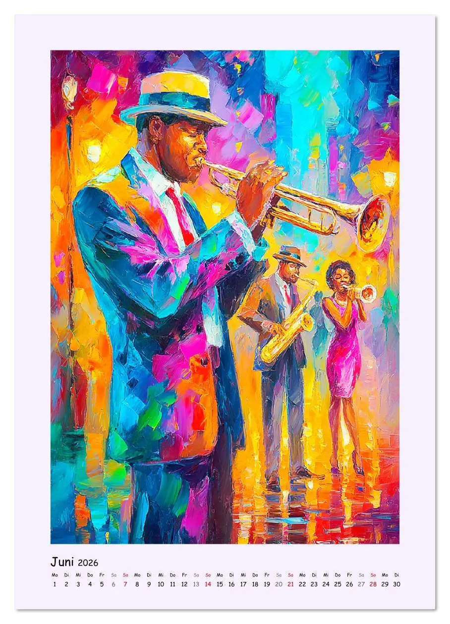 Bild: 9783516641882 | Jazz Seelen. Musiker im Takt der Farben (Wandkalender 2026 DIN A3...