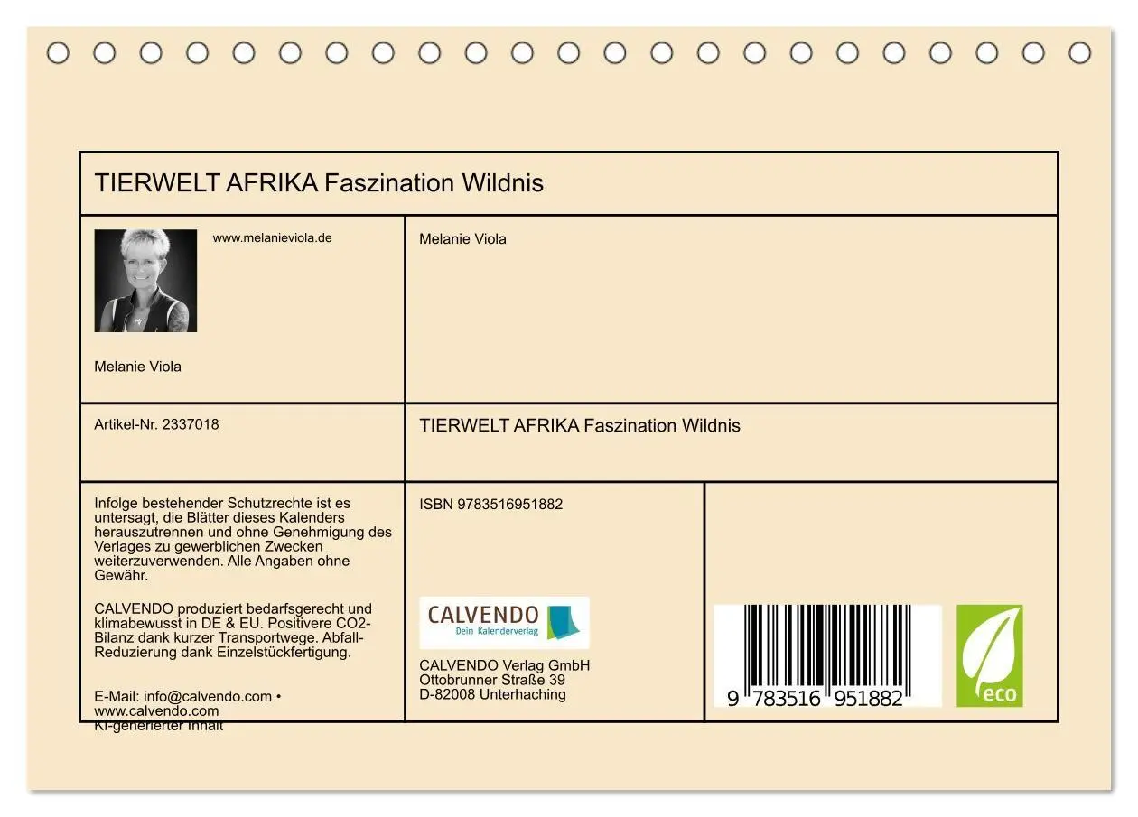 Bild: 9783516951882 | TIERWELT AFRIKA Faszination Wildnis (Tischkalender 2027 DIN A5...