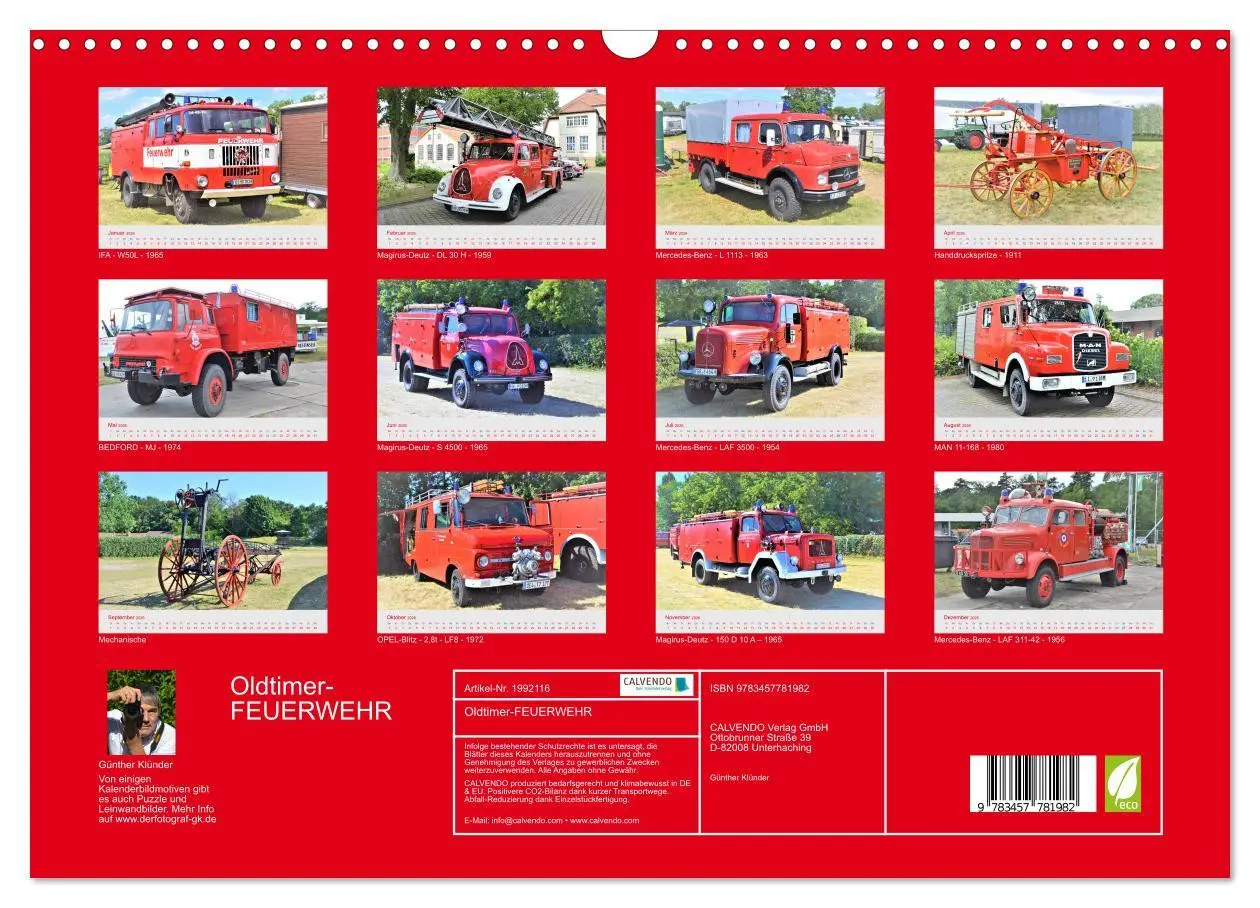 Bild: 9783457781982 | Oldtimer-FEUERWEHR (Wandkalender 2026 DIN A3 quer), CALVENDO...