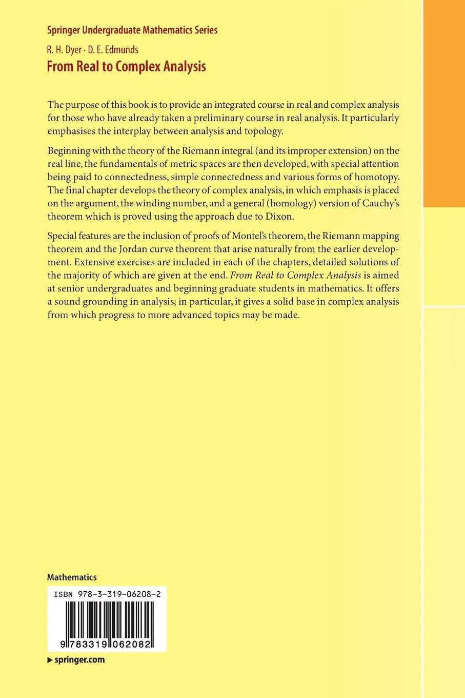 Rückseite: 9783319062082 | From Real to Complex Analysis | D. E. Edmunds (u. a.) | Taschenbuch