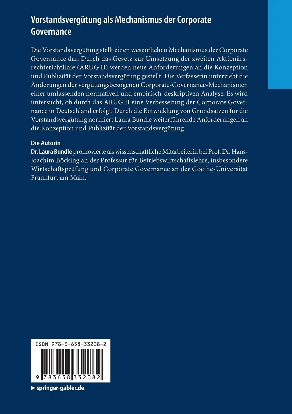 Rückseite: 9783658332082 | Vorstandsvergütung als Mechanismus der Corporate Governance | Bundle