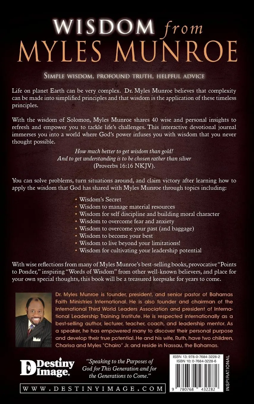 Rückseite: 9780768432282 | Wisdom From Myles Munroe | Myles Munroe | Buch | Gebunden | Englisch