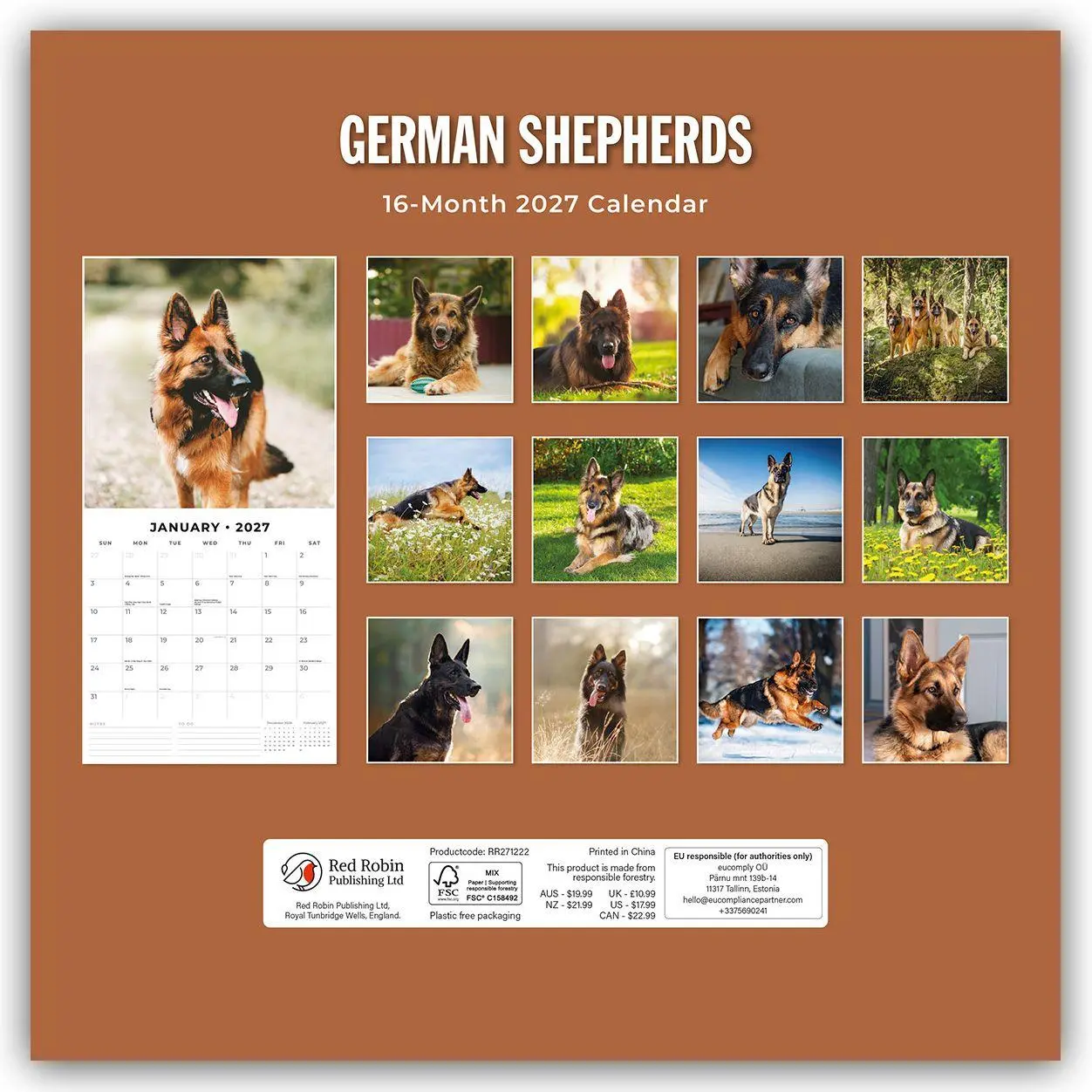 Rückseite: 9781837012282 | German Shepherds - Deutscher Schäferhund 2027 - 16-Monatskalender
