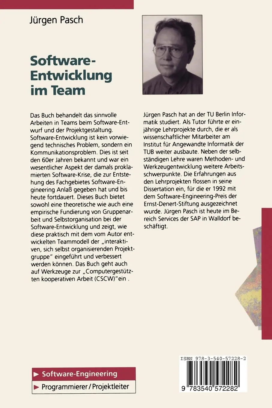Rückseite: 9783540572282 | Software-Entwicklung im Team | Jürgen Pasch | Taschenbuch | xiv | 1994