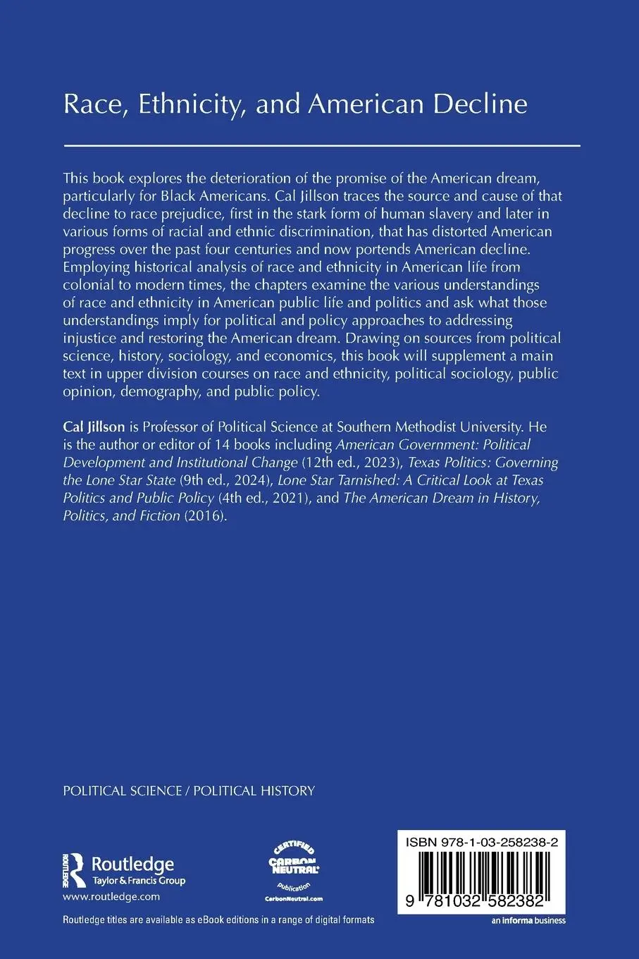 Rückseite: 9781032582382 | Race, Ethnicity, and American Decline | Cal Jillson | Taschenbuch