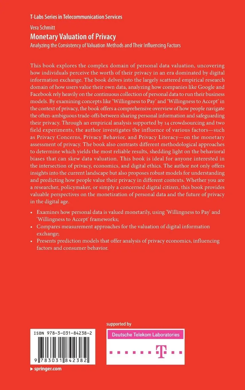 Rückseite: 9783031842382 | Monetary Valuation of Privacy | Vera Schmitt | Buch | xiv | Englisch