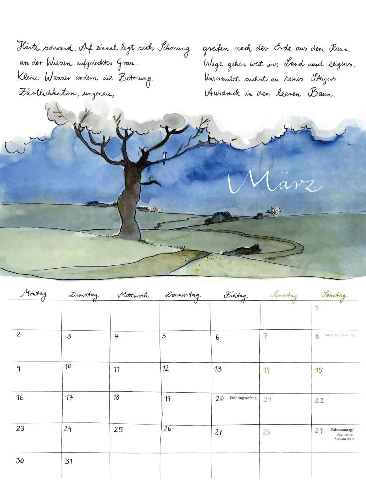 Bild: 9783830322382 | Rilke-Kalender 2026 - Wandkalender | Rainer Maria Rilke | Kalender