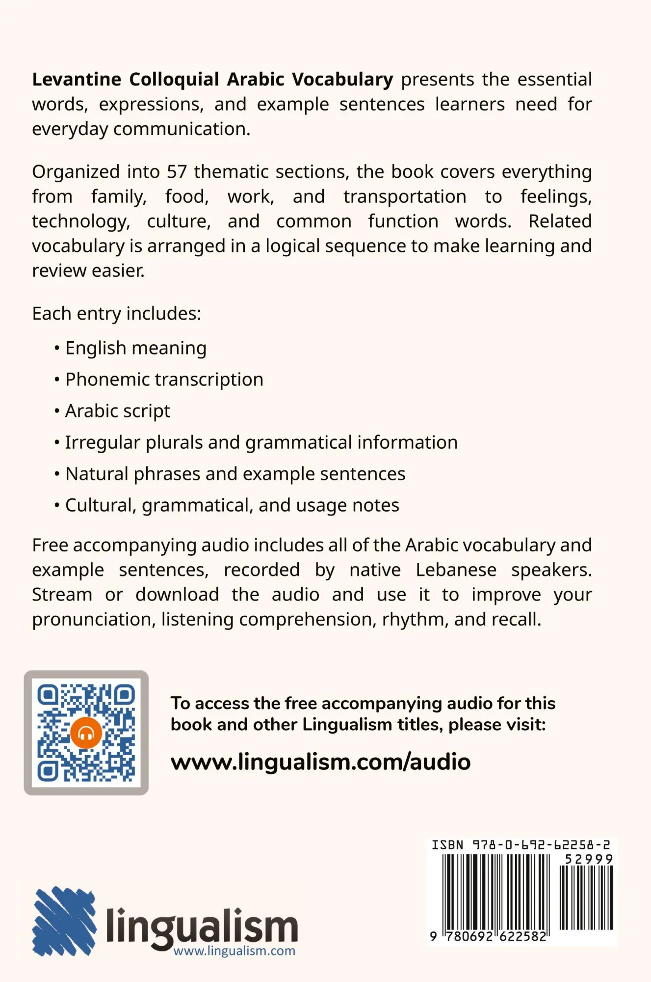 Rückseite: 9780692622582 | Levantine Colloquial Arabic Vocabulary | Matthew Aldrich | Taschenbuch