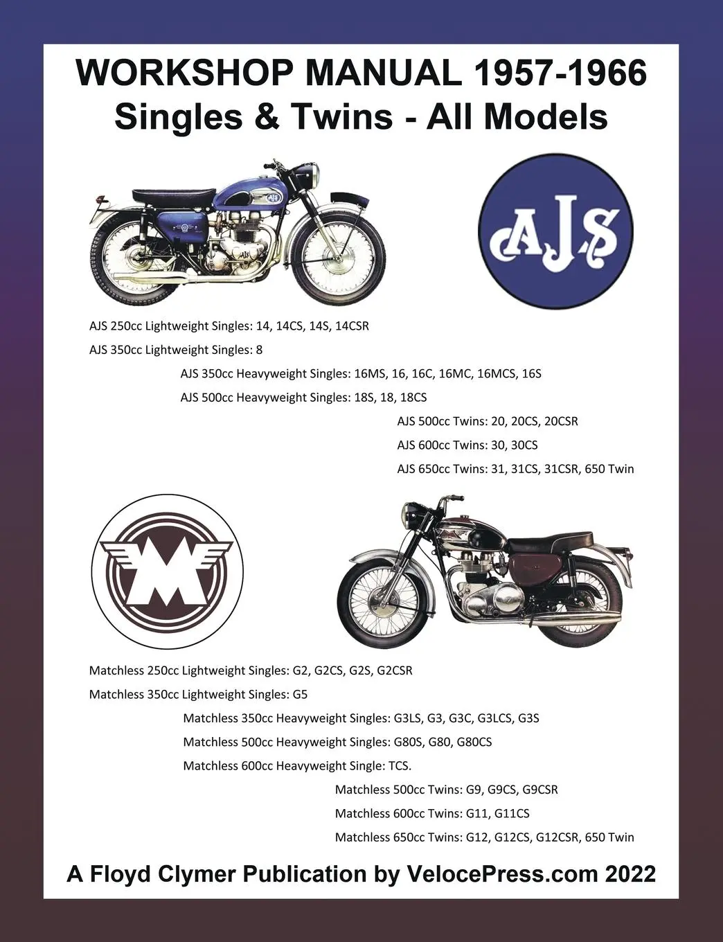 Cover: 9781588502582 | Ajs &amp; Matchless 1957-1966 Workshop Manual All Models - Singles &amp; Twins